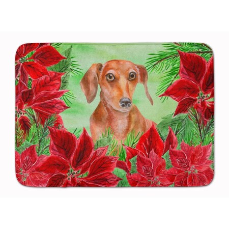 Carolines Treasures Red Dachshund Poinsettas Machine Washable Memory Foam Mat CK1355RUG